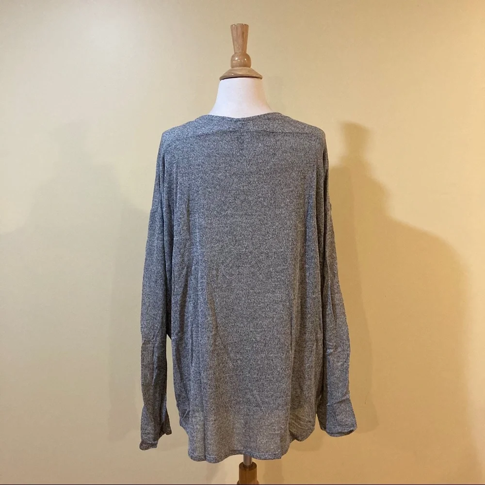 Slouchy Stretchy V Neck Marled Knit Sweater Top - Picture 8 of 10